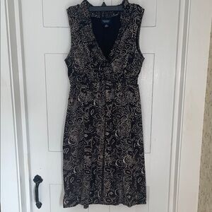 Sonoma Black and Cream Paisley Midi Dress